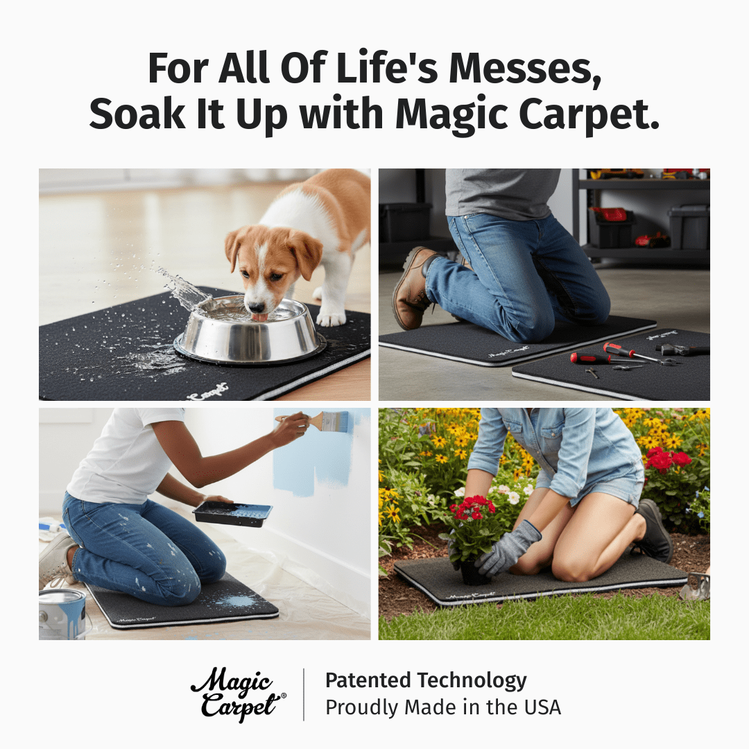 Magic Carpet® DIY Work Mat and Kneeling Pad (2-Pack) | 15.75″ × 21.25″ | Heavy-Duty Absorbent & Puncture-Resistant Pad for Garage, Crafts, & Gardening | Washable | Made in USA | Recycled Material