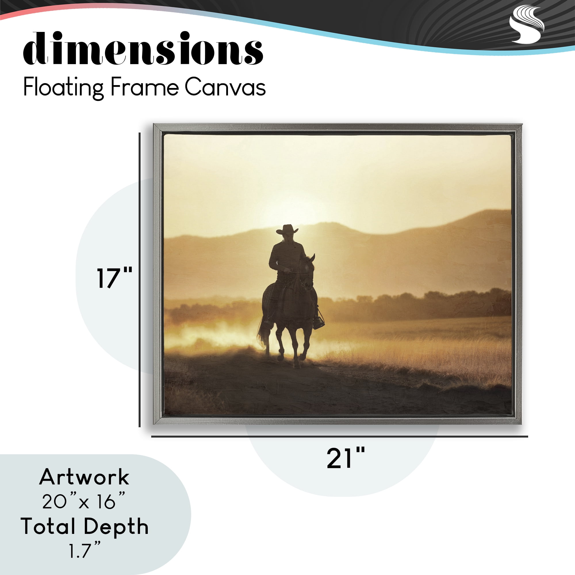 Stupell Industries Cowboy's Ride Home Gray Framed Floater Canvas Wall Art, design by Kim Allen