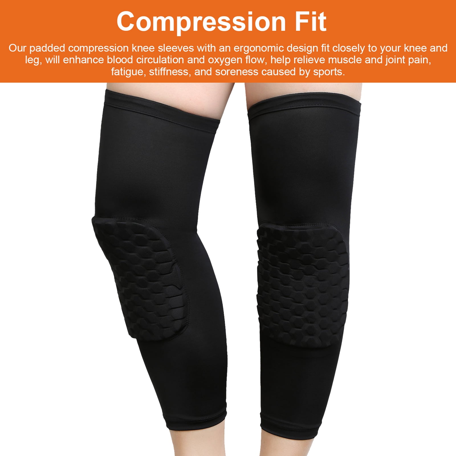 Extra Long Leg Support Knee Sleeves For Basketball, Football, Knee Pain,  Exercise 