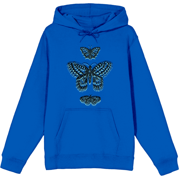 Celestial Tropics Butterflies Adult Blue Long Sleeve Hoodie-Medium