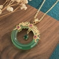 thumbnail image 2 of HOOUN Jade Jewelry Lucky Ring Shape Charm Pendant with Chain Necklace Gold Plated, 2 of 5