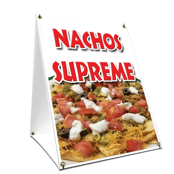A-frame Sidewalk Nachos Supreme Sign With Graphics On Each Side | 18" X 24" Print Size