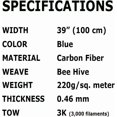 thumbnail image 2 of 5 ft x 1 Meter Wide (39.8 in) - Carbon Fiber - Beehive Weave - Blue - 3K - 240g/meter - Advanced Tech Fiber Cloth - Wide Hemmed Fabric for Repair, DIY Projects 60" x 39" Roll, 2 of 9