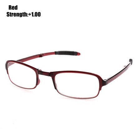 Ultralight Bifocal Magnifying Portable Eyewear with Case Reading Glasses Folding Eyeglasses Vision Care RED STRENGTH-100