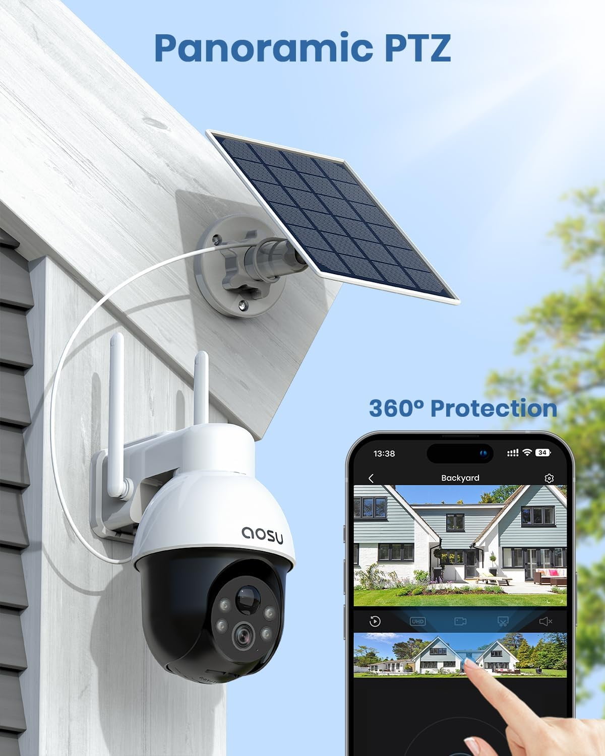 AOSU 5MP ウルトラHD WiFi 屋外監視カメラ Amazon.com : aosu 5MP/3K Solar Security Cameras Wireless Outdoor