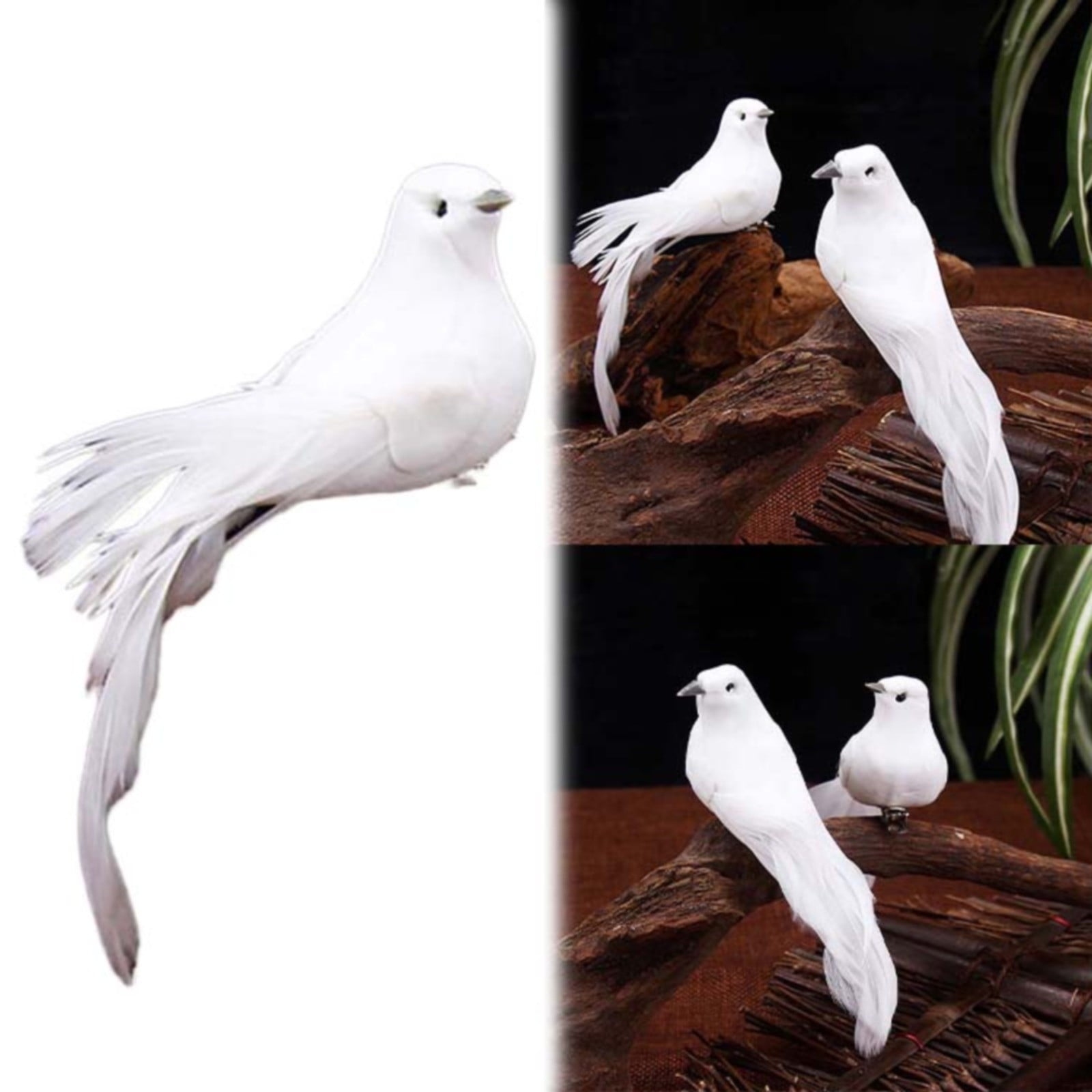THHEIC Artificial Birds, Artificial White Doves Simulation Foam White Feathered Artificial Birds Doves Clip On Ornament for Christmas Tree Decorations, Wedding, Wreaths & Crafts