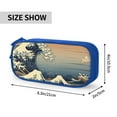 thumbnail image 4 of TEQUAN Large Capacity Pencil Case, Japanese Kanagawa Great Waves Pattern Pencil Pouch 2 Compartments Pencil Bag (Blue), 4 of 7