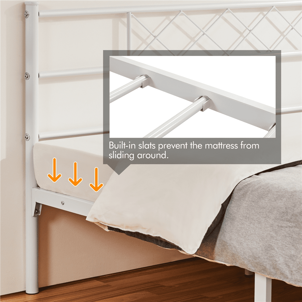 Renwick x-Design Metal Platform King Bed, White, Adult