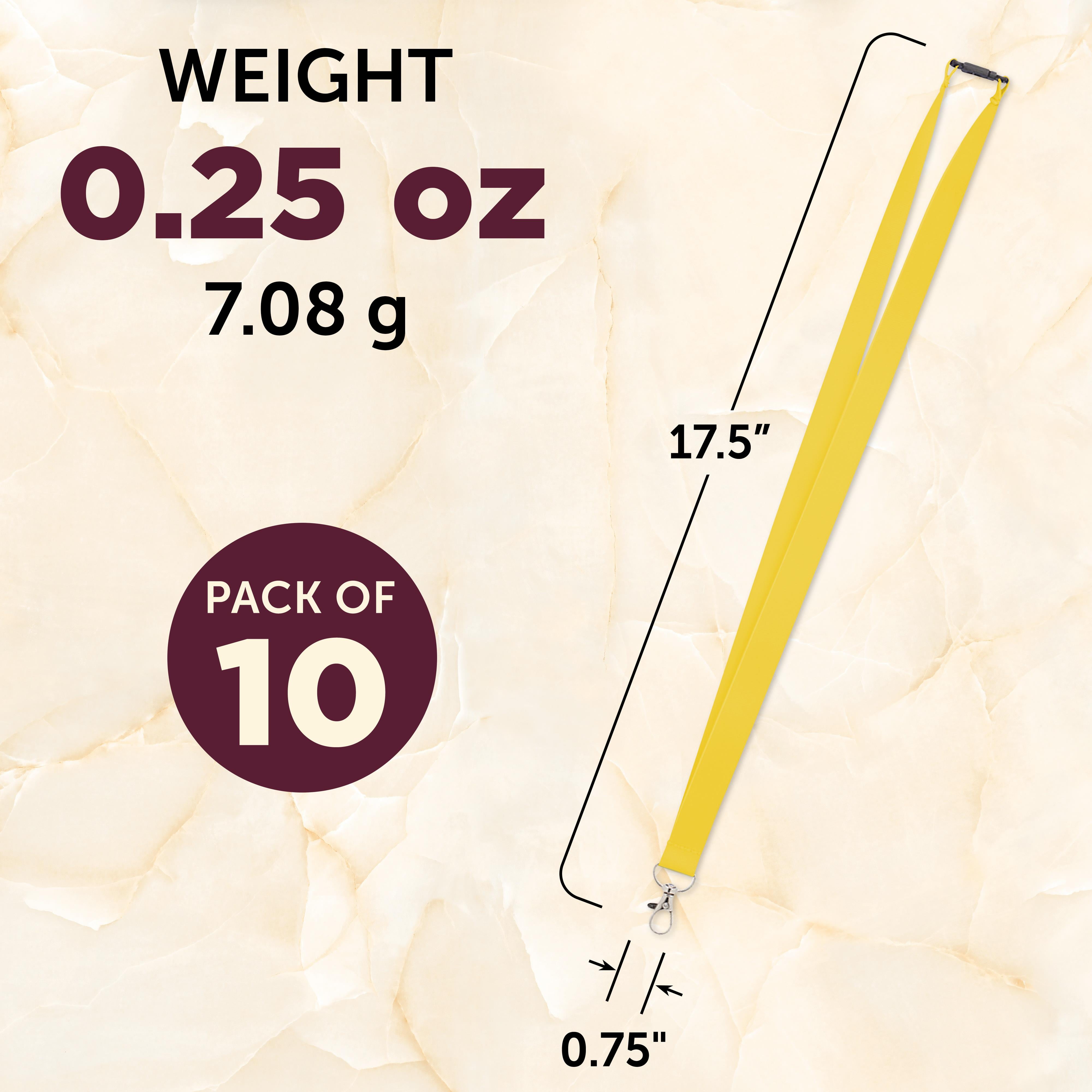 Pop Nylon Lanyards with Snap and Lobster Clip Set of 10, Bulk Pack - Perfect Item to Give to Employees, Students or Even to Sport Fans - Yellow