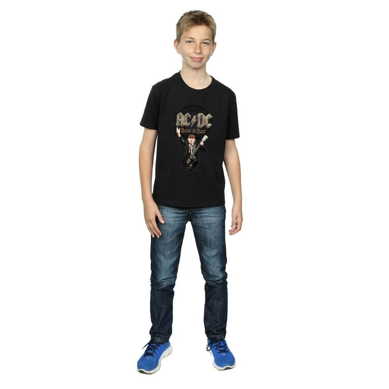 Boys Angus Bust T-Shirt Rock AC/DC Young Cotton Or