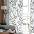 thumbnail image 4 of Sheer Curtains 96 inches Long, Floral Watercolor Style Grey Flower Bud Leaves Light Filtering Sheer Window Curtains Rod Pocket Voile Drapes for Bedroom Living Room, 52"W x 96"L 2 Panels, 4 of 7