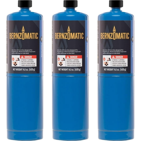 Bernzomatic Propane Tank Butane Refill Camping Stove Propane Tanks 14.1 oz Standard Propane Cylinder Propane Torch Weed Burner Camping Grill Gas Can Butane Fuel for Soldering, Brazing, Heating 3 Pack