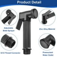 thumbnail image 3 of Kit de rociador de baño de metal con control de presión de agua ajustable con soporte para rociador de bidet y tornillo, negro, 3 of 6