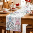 thumbnail image 5 of Gnomes Easter Table Runner - 90 Inch Long Colorful Spring Floral Weeping Eggs Wooden Cotton and Linen Blended Dress Scarves Farmhouse Table Runner for Kitchen Dining, Coffee Table, 13" x 90", 5 of 8