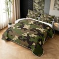 thumbnail image 3 of Manfei Minimalism Camouflage Twin Quilt Set, Mid Century Camo Twin Coverlet Set, Woodland Green, 2pcs, 1 Bedspread and 1 Pillowcase, 3 of 7