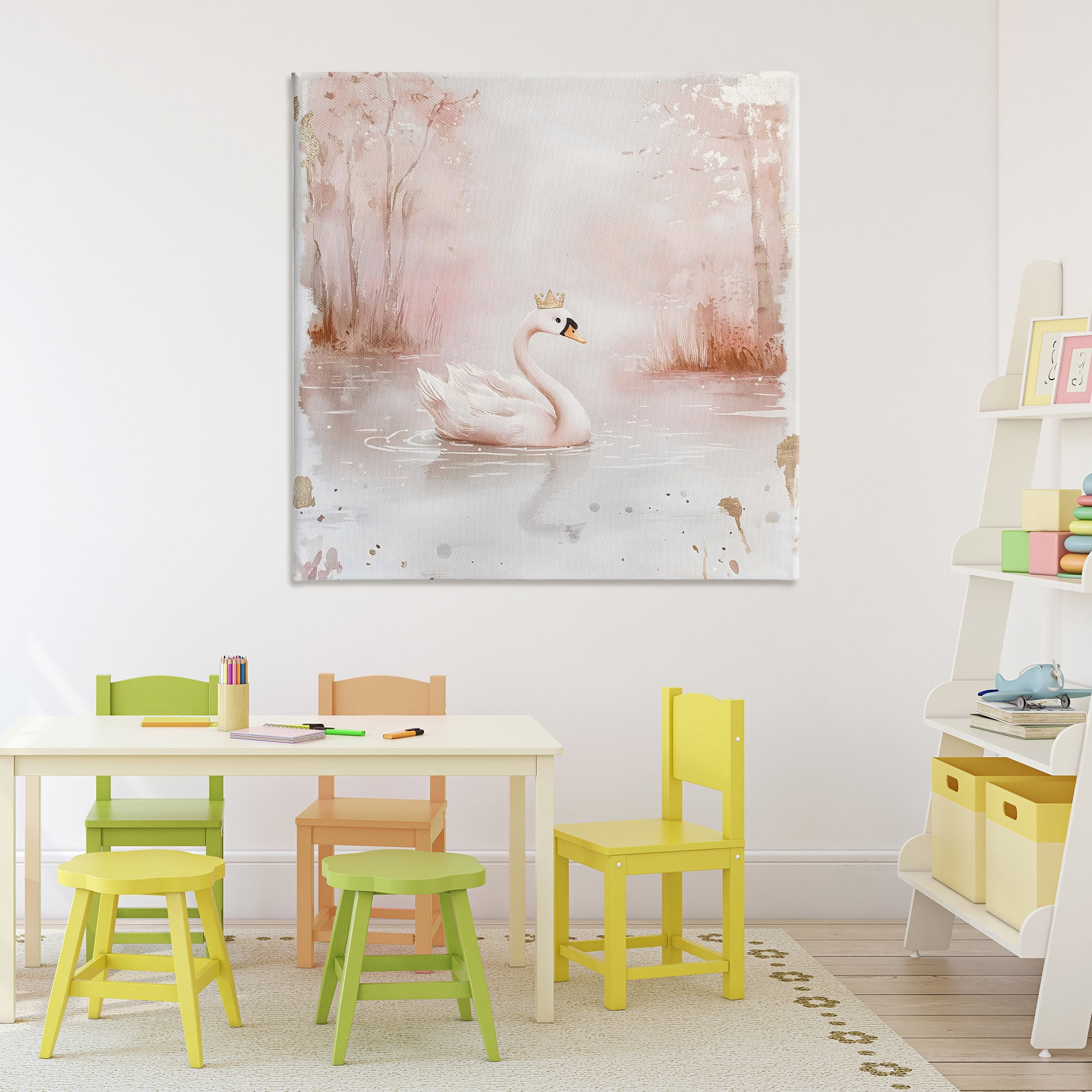 Stupell Industries Swan with Crown in Pastels Canvas Wall Art, design by Creative Studio
