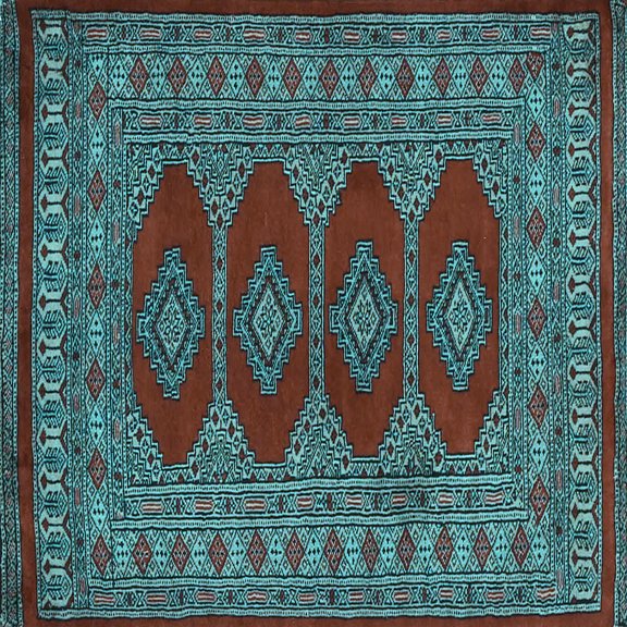 Ahgly Company Indoor Square Southwestern Light Blue Country Area Rugs, 3' Square
