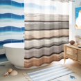 thumbnail image 5 of No Hook Shower Curtain, Brown Beige Stripes Shower Curtains for Bathroom with See Through Top Window, Geometric Painting Neutral Textured Waterproof & Washable Bath Curtain Extra Long 72"x96", 5 of 9