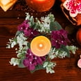 thumbnail image 7 of Qocolhg Christmas Candle Ring Wreath Pillar Candle Holder, Decorative Artificial Flower Greenery Wreath for Centerpieces Festival Table Party, Spring Summer Tabletop Halloween Decorations, Red, 7 of 7