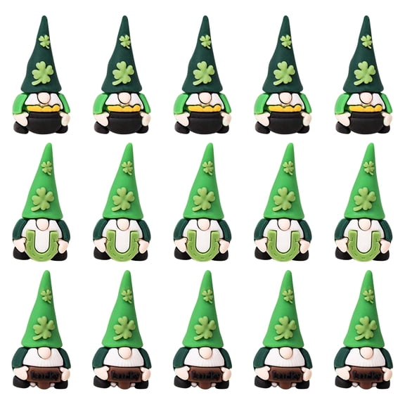 15Pcs Mini St Patrick's Day Gnomes Bulks 1.4 Inch PVC Gnomes Figurine Gifts St Patrick's Day Collectible Figurines for Home Tabletop Farmhouse Shelf Decorations