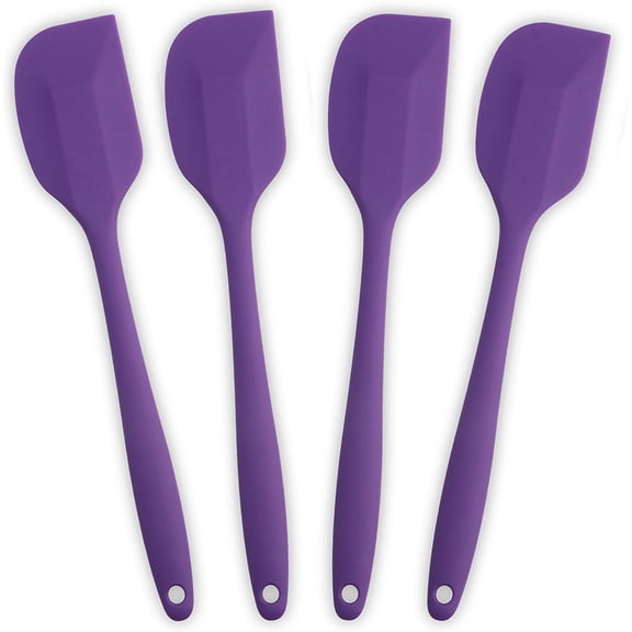 Silicone Spatula 4-piece Set, Heat-Resistant Non-stick Rubber Spatulas with Stainless Steel Core, Purple