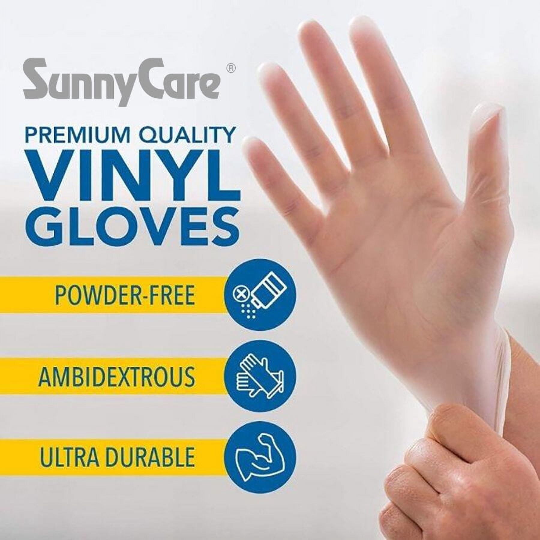 1000Pcs SunnyCare Vinyl Medical Exam Gloves Powder Free (Latex Nitrile Free) Size: Medium