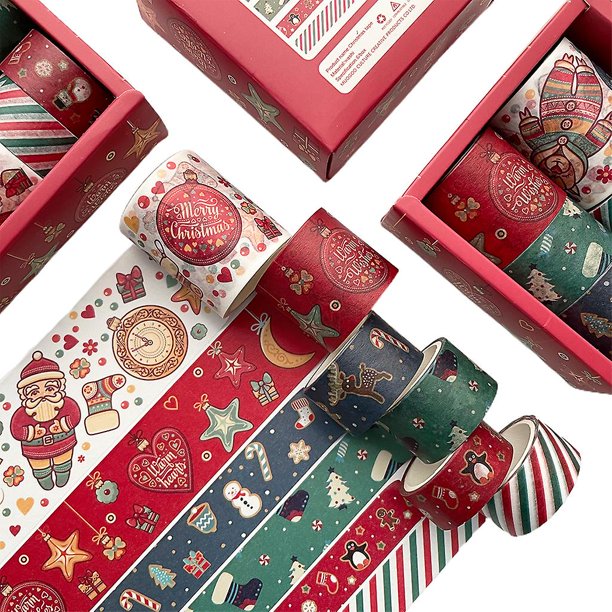 6 rollos de cinta Washi navideña para manualidades, cinta para álbum de recortes para envolver regalos, diario, planificador, manualidades, decoración de proyectos