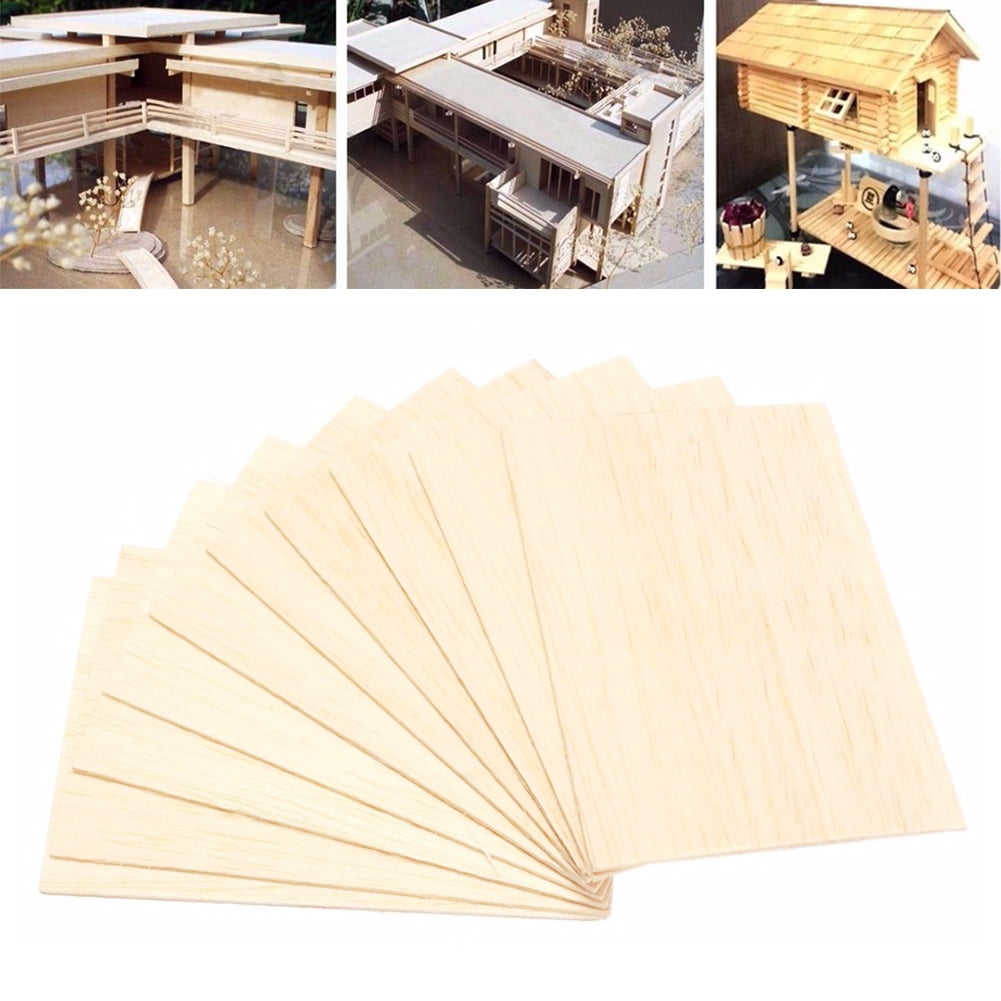Balsa Wood Sheets 300 x 200 x 1.5 mm Thin Basswood Wood Sheets Hobby Wood Plywood Board for DIY Crafts Wooden Mini House Boat Airplane Model 