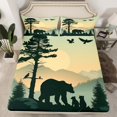 thumbnail image 2 of Manfei Adult Rustic Bear Queen Sheet Sets, Retro Country Animal Flat Sheet, Farmhouse Cabin Wildlife Queen Fitted Sheet, Breathable Home Decor, 4 Pieces, 2 of 7