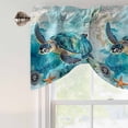 thumbnail image 3 of Turquoise Turtle Tie Up Valance Curtains for Windows, Kitchen Curtains Window Shades, Farmhouse Coastal Starfish Seaweeds Light Filtering Roman Curtain Valances for Bedroom/Bathroom/Cafe 60"x18", 3 of 9