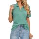 thumbnail image 1 of Camiseta de Mujer Color Puro Solapa Manga Corta Cuello en V Casual Verano para Oficina en casa Compras Actividades al Aire Libre, 1 of 6