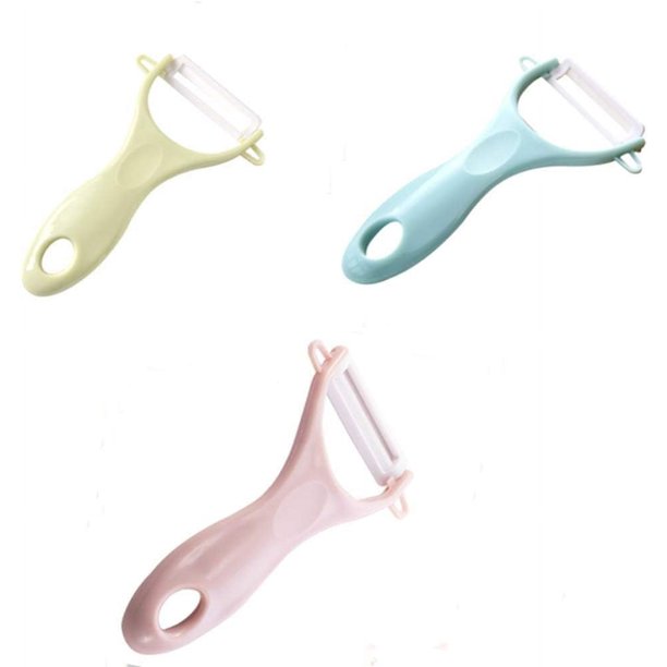 Pelado sin esfuerzo, 3 peladores de cerámica de colores, a prueba de óxido, agarre ergonómico, pelado rápido y limpio de pepinos, zanahorias, patatas y manzanas, diseño de fácil limpieza