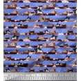 thumbnail image 1 of Soimoi Velvet Fabric Diagonal Stripe & Cat Face Animal Print Sewing Fabric Yard 58 Inch Wide, 1 of 1