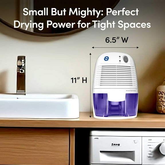 EDV-1100 Whisper-quiet 16 OZ Dehumidifier with Auto Shut Off and Restart for small spaces in your Home, RV, Automobile, and Storage up to 122 sq. ft