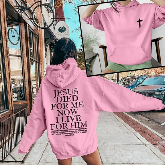 SIYUDAN Hoodies For Women Jesus Loves You Hoodies Letter Print Hoodies Oversized Womens Pullover Sweatshirt Womens Fall Clothes Preppy Clothes Teen Girl