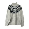 thumbnail image 5 of Womens Sweater Vintage Crew Neck Long Sleeve Chunky Knit Fall Winter Pullover Sweaters Tops Gray L, 5 of 7