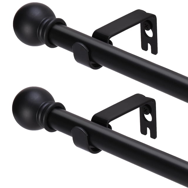 Juego de barras de cortina GXOACKJ, 5/8 pulgadas, 82-157 cm, metal negro, paquete de 2