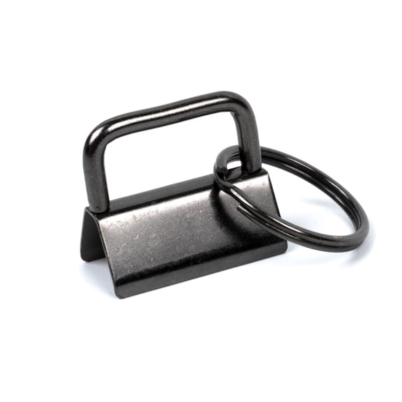 Country Brook Design® 1 Inch Gunmetal Key Chain Fob Wristlet Hardware Sets with 3/4 Inch Key Ring, 25 Pack