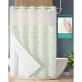 thumbnail image 2 of No Hook Shower Curtain with Snap in Liner, Vintage Floral Retro Green Persia Floral Pattern Hotel Shower Curtains for Bathroom, Washable Shower Curtain Liner Set with Mesh Top Window, 60"x72", 2 of 6