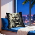 thumbnail image 4 of Funda de almohada con estampado "A" de 45 x 45 cm | Moderna funda de almohada de lino para salón y dormitorio | Lavable a máquina con cremallera | Tacto suave y cómodo para sofá o cama, 4 of 6
