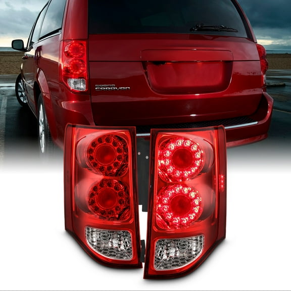 AKKON - Fits 2011-2020 Dodge Grand Caravan Premium LED Chrome Red Clear Tail Brake Lights w/ Turn Signal Pair Driver Passenger