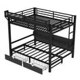 thumbnail image 6 of Queen over Queen Bunk Bed with Storage Shelves and 2 Drawers,Multifunctional Metal Bunk Beds with USB Ports,LED Lights,Safety Guard and Stairs,for Guest Room,Bedroom, Dorms,Noise Free,Black, 6 of 7