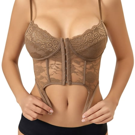 UPPADA Corset Top Clearance Women Corset Bustier Push up Lingerie Top Shapewear Overbust Cincher Top Lace up Corset Basque Overbust Corset Plus Size