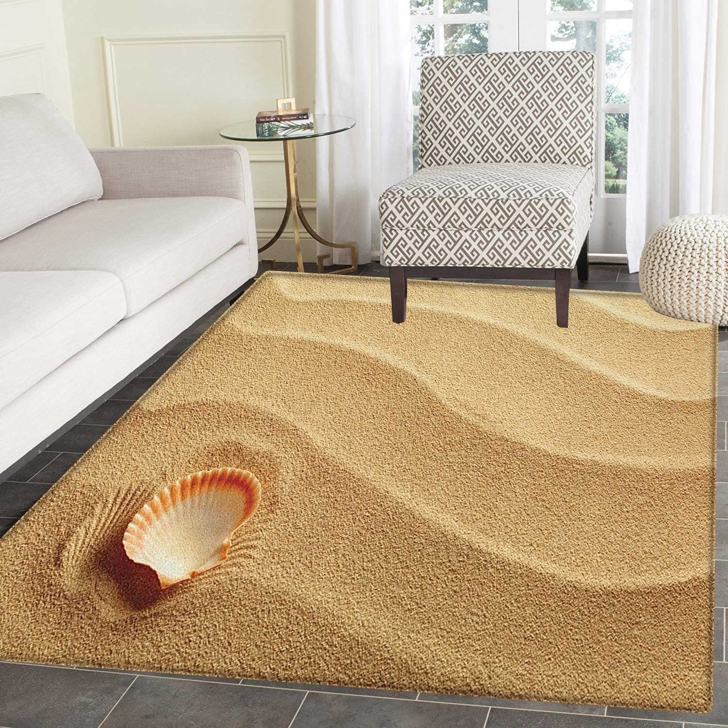 Seashells Area Rug Carpet Little Seashell on Golden Sand