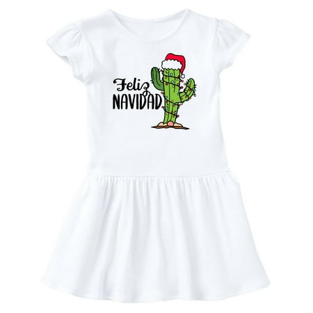 

Inktastic Feliz Navidad Christmas Cactus in Santa Hat Gift Baby Girl Dress