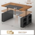 thumbnail image 2 of 63" Height Adjustable Executive Desk with Open Storage Shelves, Modern Computer Desk with Privacy Panel for Home Office, Bedroom, Living Room, 2 of 7