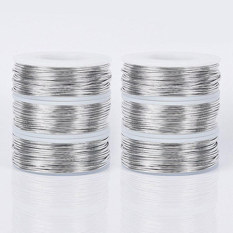 DIY Jewelry Kits with Aluminum Wire and Iron Side Cutting Pliers Silver 1mm about 23m/roll 6rolls/set