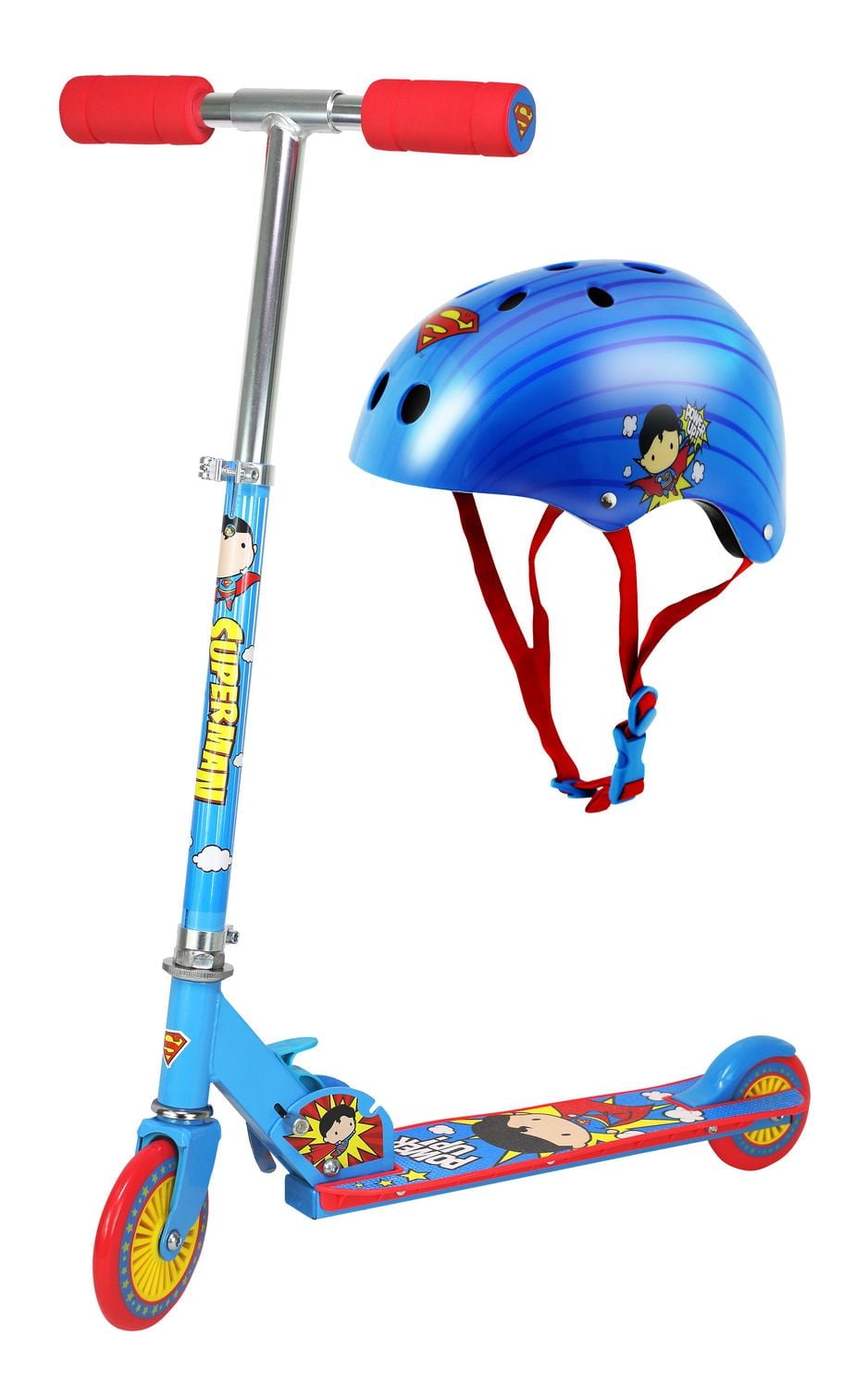 Combo set of JL Superman Folding Scooter + Multi-Sport Helmet
