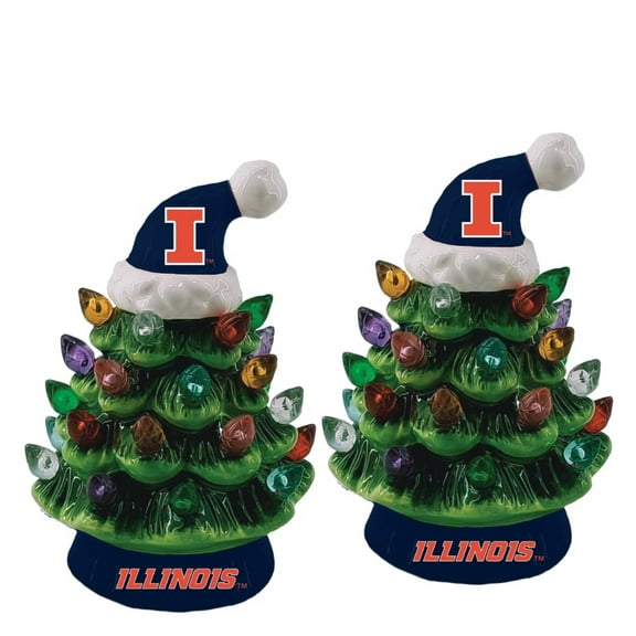 Illinois Fighting Illini 2-Pack 4" Ceramic LED Christmas Tree Set