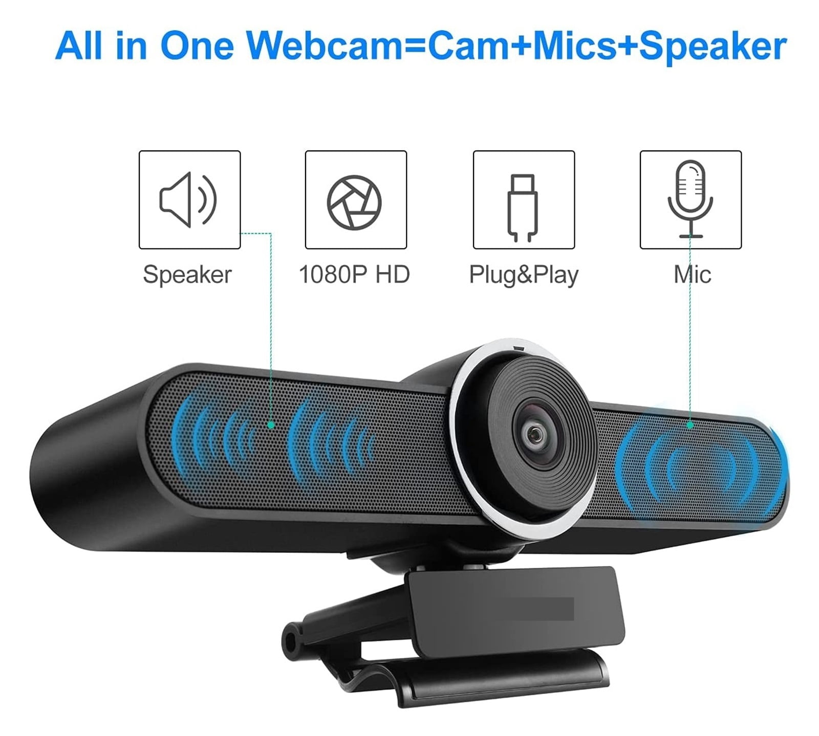 1080p USB PC Webcam With Dual Microphones And Speaker For Smart TV Computer Streaming Meeting For Conferencing, Live Streaming ,Full Clarity